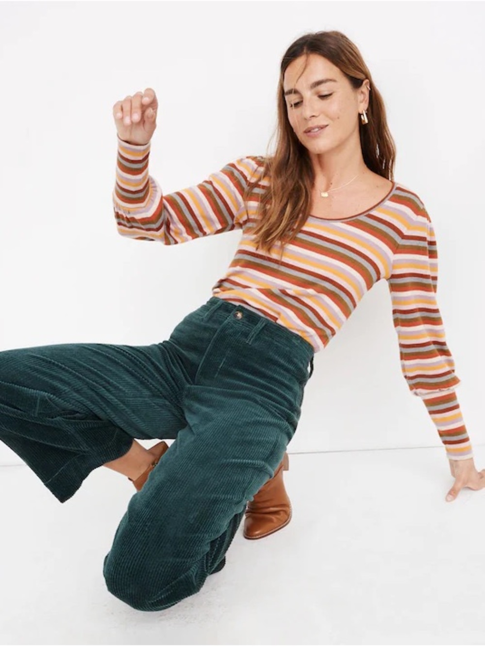 Madewell Green Corduroy Wide-Leg Jeans